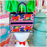 Hand Beaded Customizable Pagoda & Floral Tote Bag