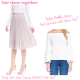 Baby Pink & White Pinstripe METALLIC Midi Skirt