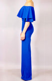 Royal Blue Off the Shoulder 2 Piece Matching Pants Set