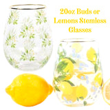 20oz Buds or Lemons Stemless Glasses