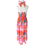 Orange Blue & Pink Annabelle Halter Dress