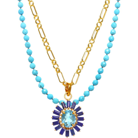 Blue Lapis + Topaz Necklace & Faceted Turquoise Necklace (sold separately)
