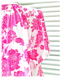 Bubblegum Pink & White Floral Print Ruffle Hem Short Sleeve Top