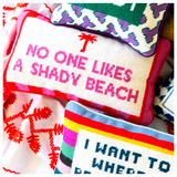 Needlepoint Shady Beach Pillow with Velvet Back