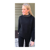 Black Heavy Soft Knit Sweater with RHINESTONE Wide Round Collar