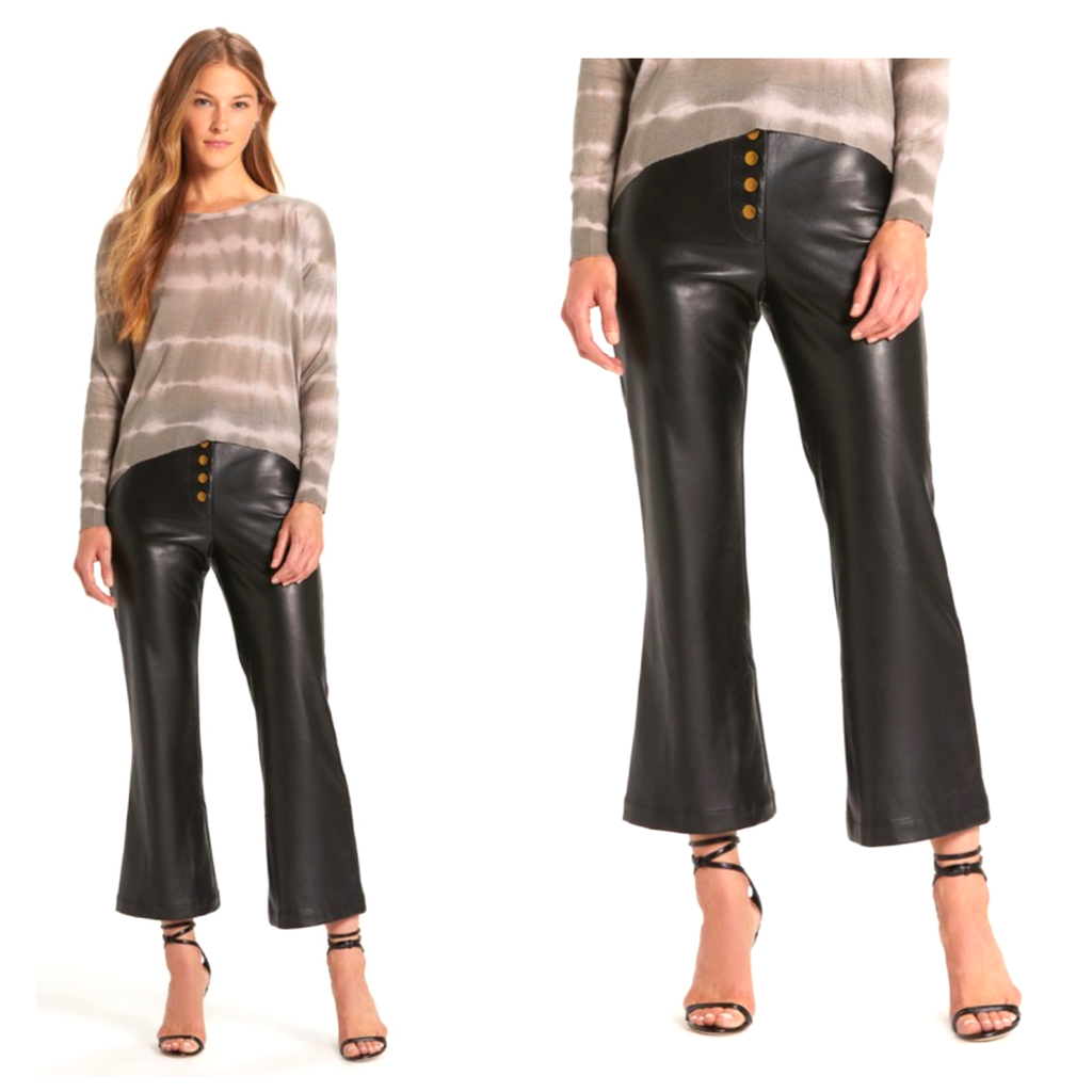 Cropped Flare Leather Pants