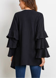 Black Triple Ruffle Hem Cardigan