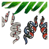 Rhinestone Embellished Snake Earrings