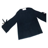 Black Knit Swing Sweater with Flared Tie Sleeves