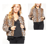 Leopard Faux Fur Bomber Jacket