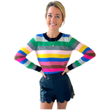 METALLIC Candy Stripe Mohair Blend Knit Jojo Sweater