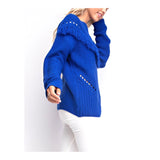 Cobalt Blue Fringe Knit Sweater