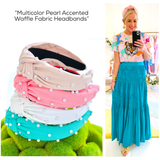 Multicolor Pearl Accented Waffle Fabric Headbands