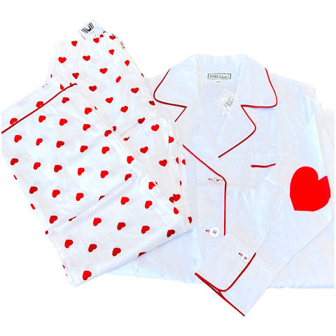 Embroidered Heart Sleeve sleep Shirt & Heart Print PJ Pants (sold separately)