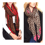 Red or Pink Leopard Print Scarf OR Wrap