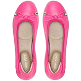 Pink Leather Foldable Sandring Flats with Double Cushion Insole & Travel Purse, made in London