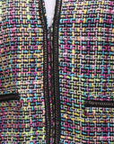 Black Multi Tweed Jacket with Chain Link Hem Detail