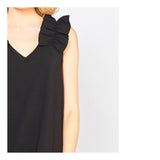 Black Accordion Sleeve V-Neck & Back Shift Dress