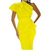 Canary Yellow One Shoulder St. Tropez Dress
