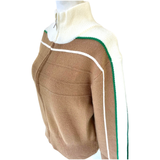 Caramel Green & Ivory Zip Front Blaine Jacket Top