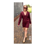 Wine Red Bell Sleeve Shift Dress with Crisscross Front Detail