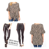 Leopard Print Ruffle Bell Sleeve Top with Front Tie
