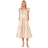 Ruffled Buffalo Check Cotton Piper Dress with Pockets