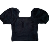Black Fine Knit Puff Sleeve Bella Sweater