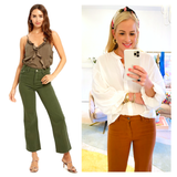 Brick OR Olive Wide Leg Cropped Semi High Waisted Jeans