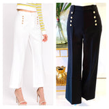 High Waisted Cropped Flare Pants with Sailor Shank Button Front AND Back