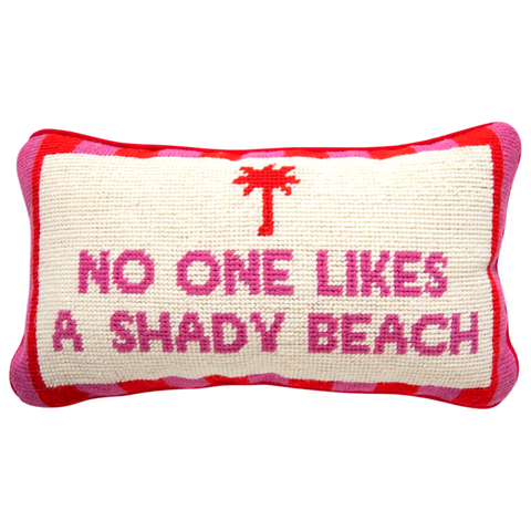 Needlepoint Shady Beach Pillow with Velvet Back