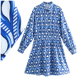 Blue Teardrop Geo Dress