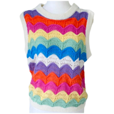 FRNCH Scalloped Rainbow Fine Knit Leana Sweater Top