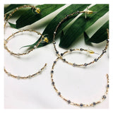 Gold Beaded Metallic Hoops in Mauve, Light Grey, Graphite Grey, Champagne or Pearl