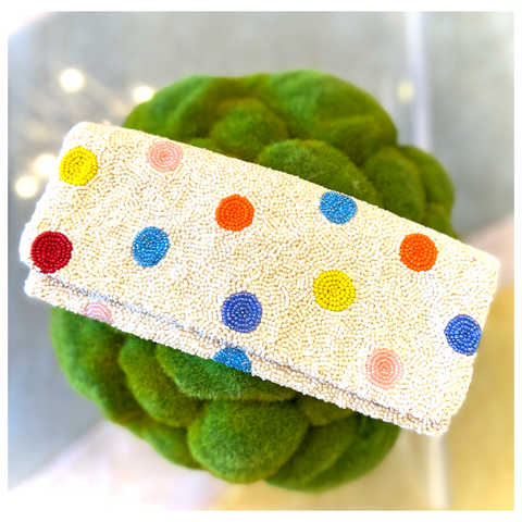 Handmade Multicolor Polka Dot Fold Over Clutch