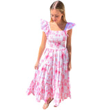 Pink Toile Smocked Cotton Tabitha Dress