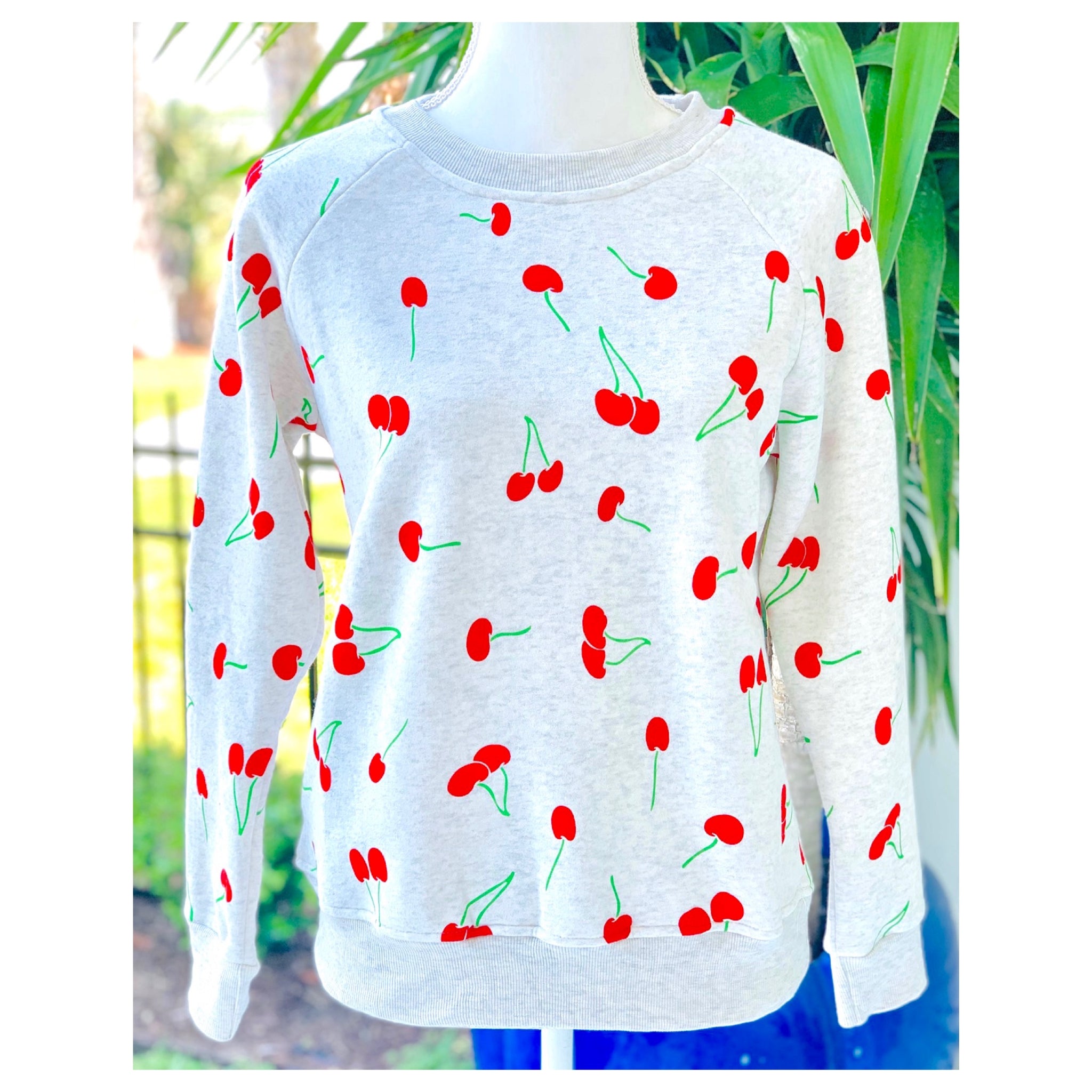 Grey Allover Cherry Print Sweatshirt - James Ascher