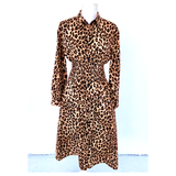 Leopard Print Button Down Smocked Waist Dress