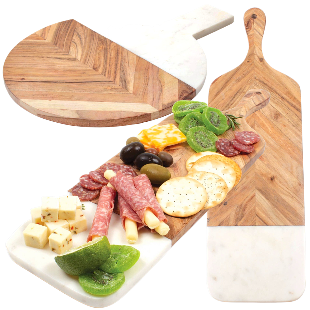 Handmade Marble & Wood Round & Rectangle Charcuterie Boards - James Ascher