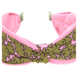 White Pink or Teal Floral Top Knot Headband