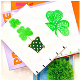 Shamrock Kitchen or Guest Towels with Hand Painted Stripes