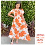 Orange Smocked Ruffle Leland Dress