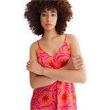 Fuchsia & Orange Pleat Front Bitsy Dress