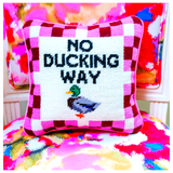 Needlepoint “No Ducking Way” Pillow with Velvet Back