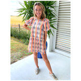 Ivory Allover SEQUIN Plaid Puff Sleeve Partying Patty Dress
