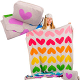 Soft Knit Reversible Travel (or House) Blanket, Sleep Mask & Carrying Bag