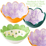 Handmade & Hand Painted Paper Mache TULIP Bowls
