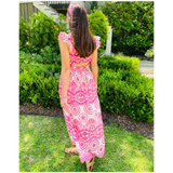 Pink Embroidered Open Back Eileen Dress