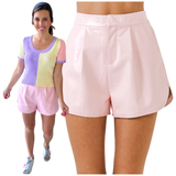 Easter Pink Leather Haviland Shorts