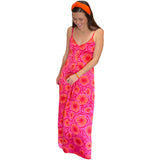 Fuchsia & Orange Pleat Front Bitsy Dress